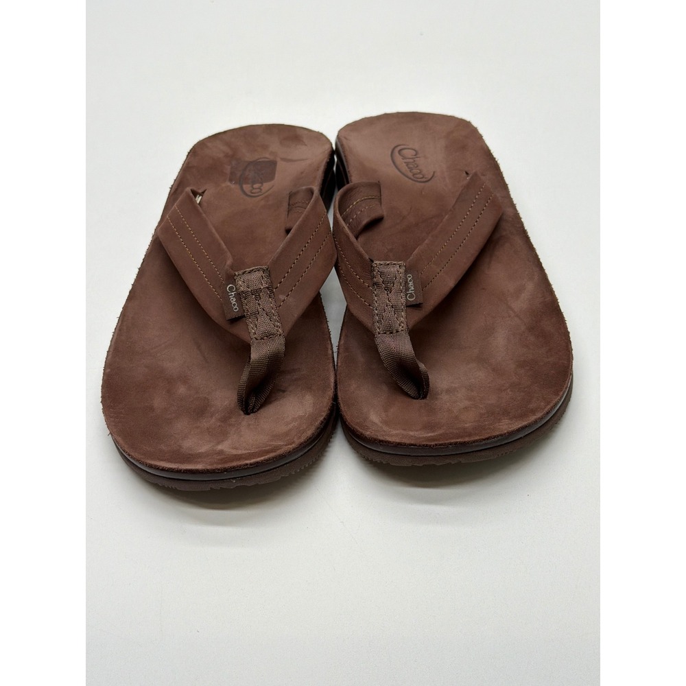 Chaco Playa Pro Leather Flip Flop Sandals Mens 8 Brown Suede LUVSEAT Footbed